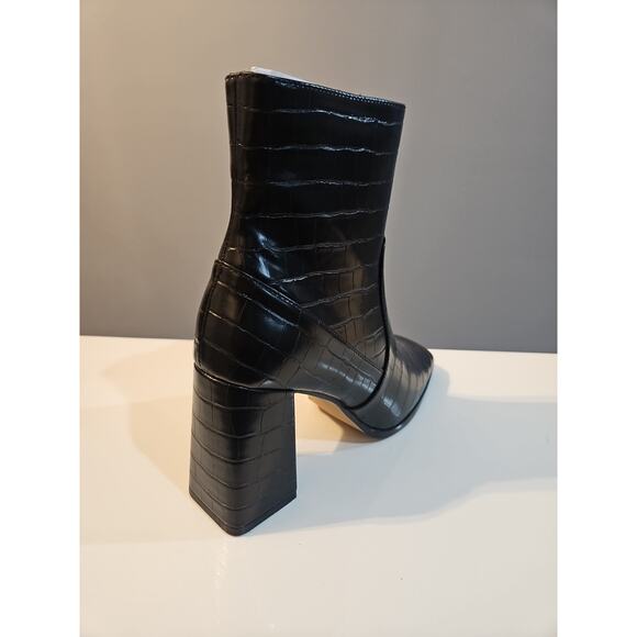 Lisa Vicky Nordstrom Boots Womens 8M Craze-V Platform Black Croco Block Heel - Picture 4 of 13